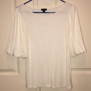 Ann Taylor White Lantern Sleeve Top Size S